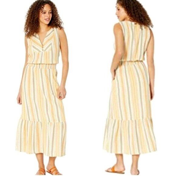 NEW Prana California Dreaming Maxi Long Full Length Golden Hour Stripe Dress NWT - Picture 4 of 5